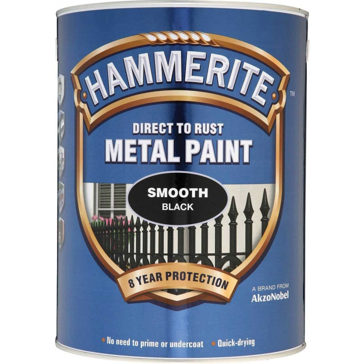 Hammerite Direct to Rust Metal Paint Smooth Black 5ltr