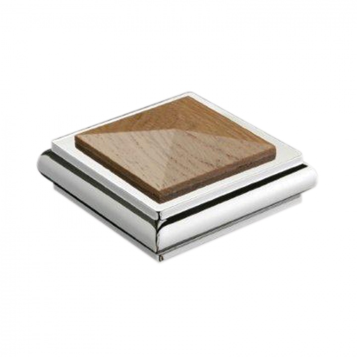 Oak & Chrome Stair Axxys Solo Square Cap