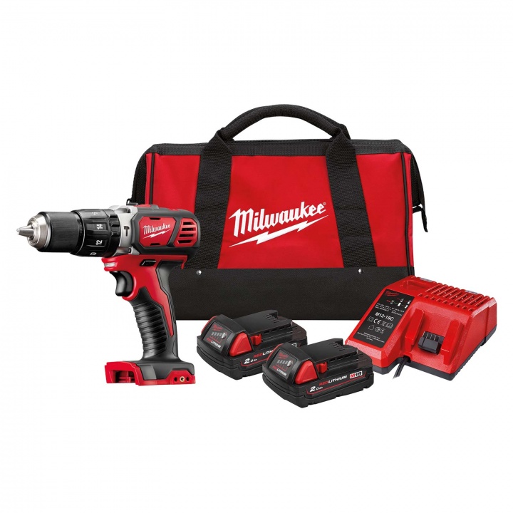 Milwaukee 18V Combi 2x2Ah Batt M18 BPD-202B With Storage Bag