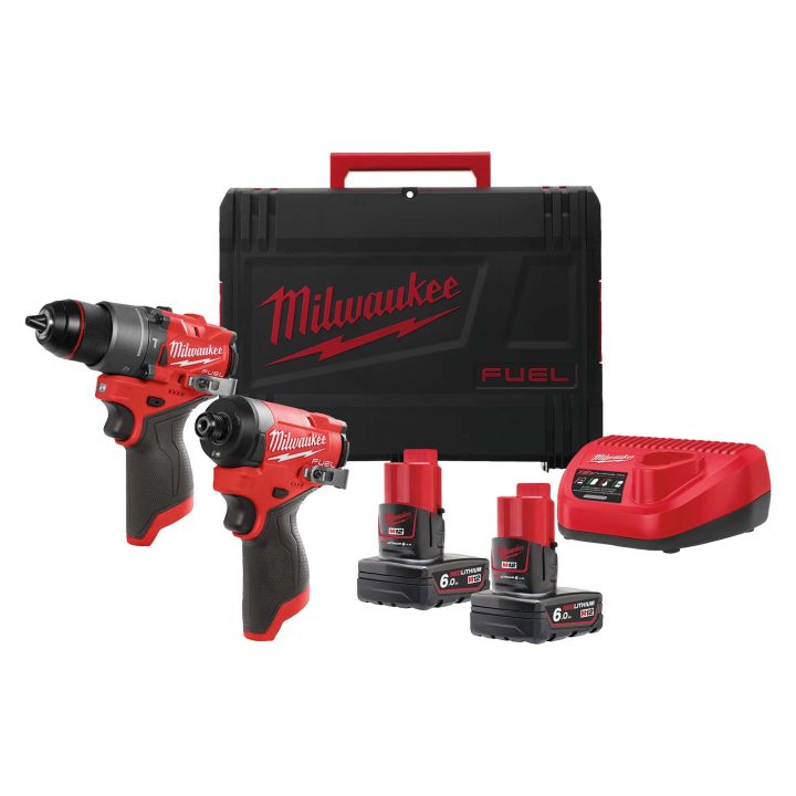 Milwaukee M12 FUEL Combi Drill & Impact Driver Twin Pack 2 x 6Ah