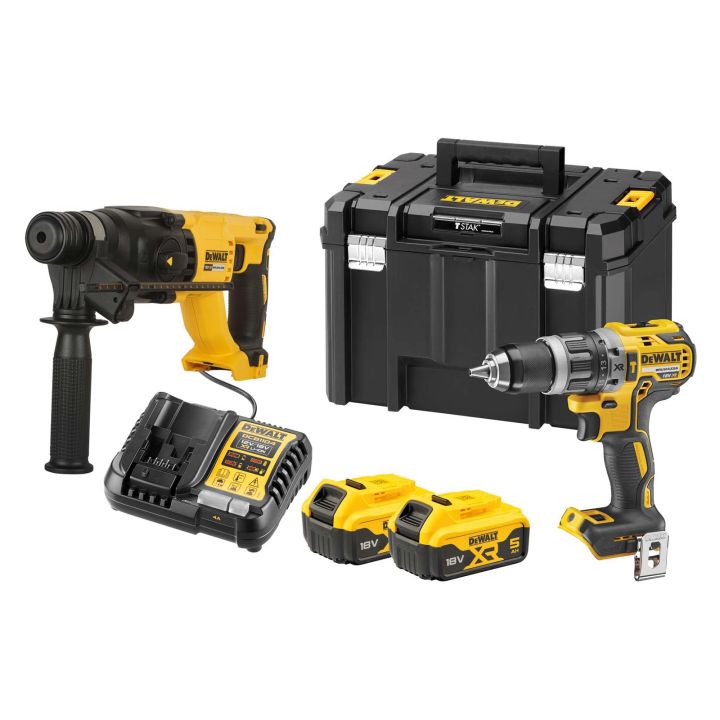 DeWalt 18V XR Brushless Drill Twin Kit with 2 x 5Ah Batteries