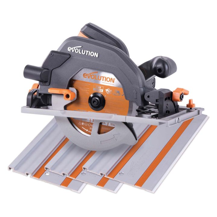 Evolution 185mm Circular Saw with 1020mm 3-Piece Mini Track