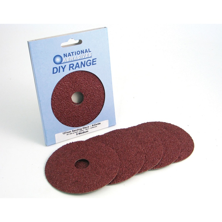 Medium Grade 125mm Fibre Backed Sanding Discs (Pk 5)