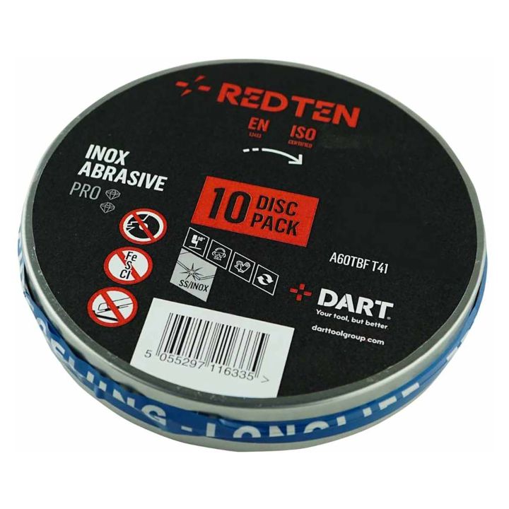 DART Red Ten Stainless Steel / INOX 115mm Abrasive Discs Pack of 10