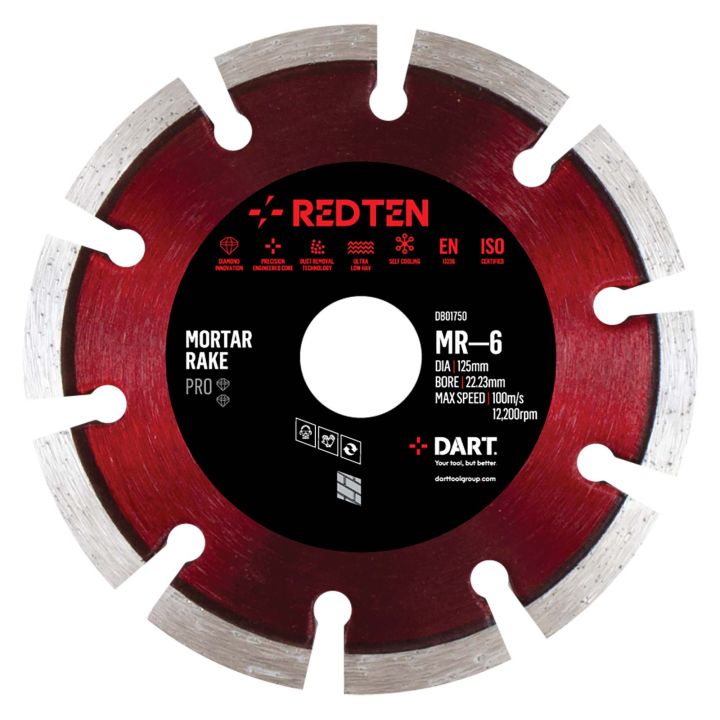 DART  Red Ten Pro MR-6 Mortar Rake 115Dmm x 22B