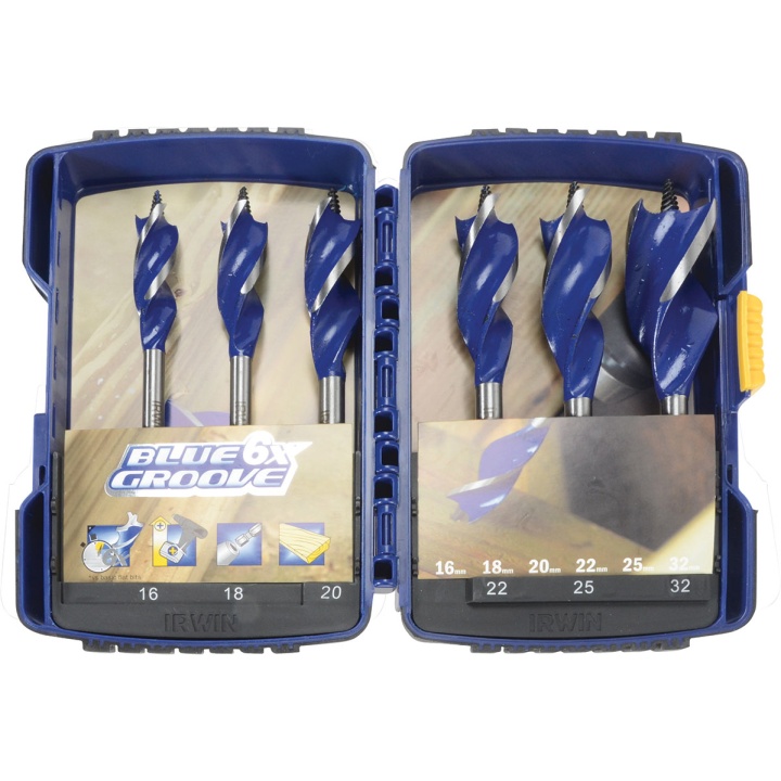 6 Piece Blue Groove Wood Drill Bit set Selco