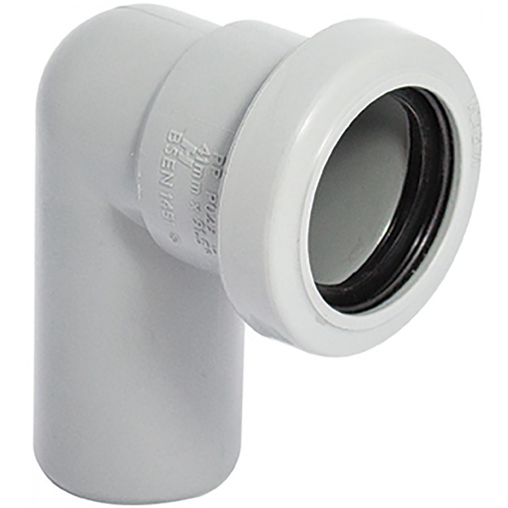 Pushfit 40mm 90° Spigot Bend Grey
