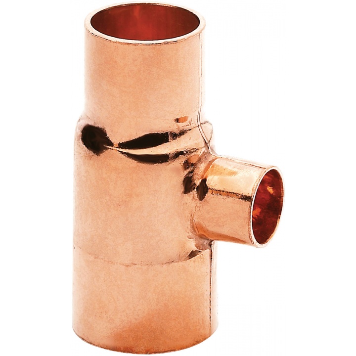 Copper End Feed Reducing Tee 22mm x 22mm x 15mm (PK 10)