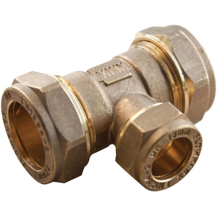 Copper Compression Reducing Tee 22mm x 22mm x 15mm
