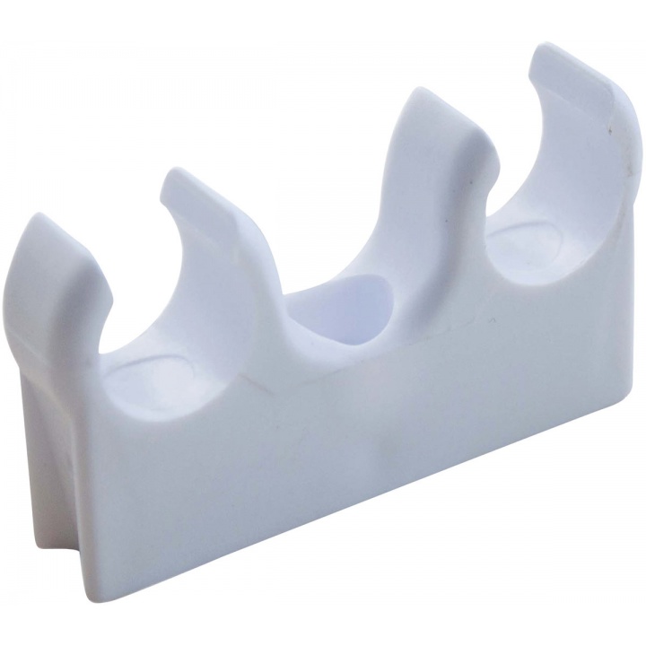 White Double Pipe Clip 15mm (PK 10)
