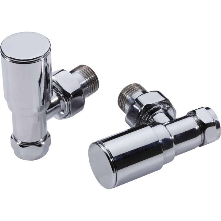 Chrome Angled Towel Rail Radiator Valves Pack of 2 | Selco