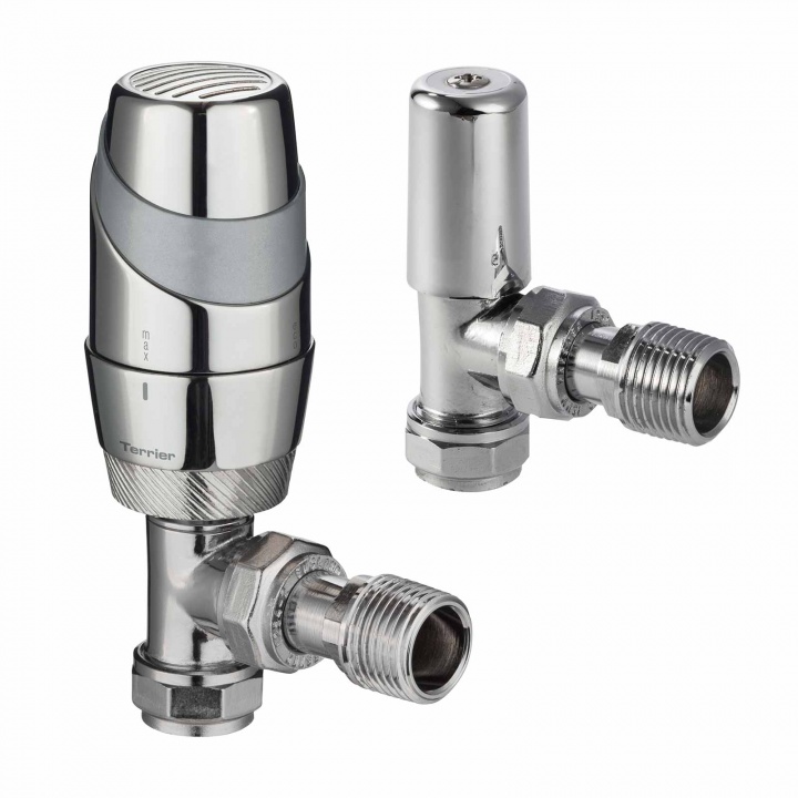Pegler Terrier Decor 15mm Chrome Thermostatic Radiator Valve & Lockshield Pack (TRV)