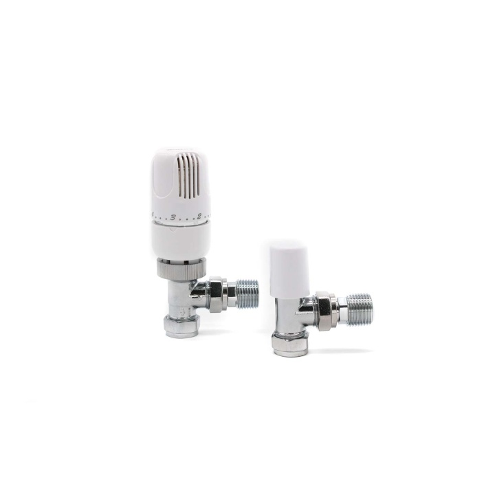 Westherm 15mm Angled TRV & Lockshield White Radiator Valve Selco