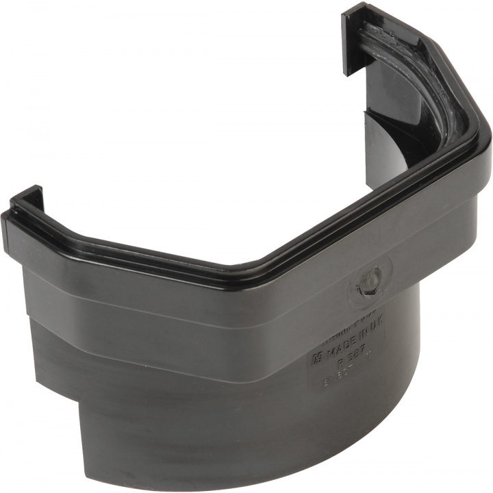 Squareflo 114mm Connection Half Round To Cast Iron Gutter Black