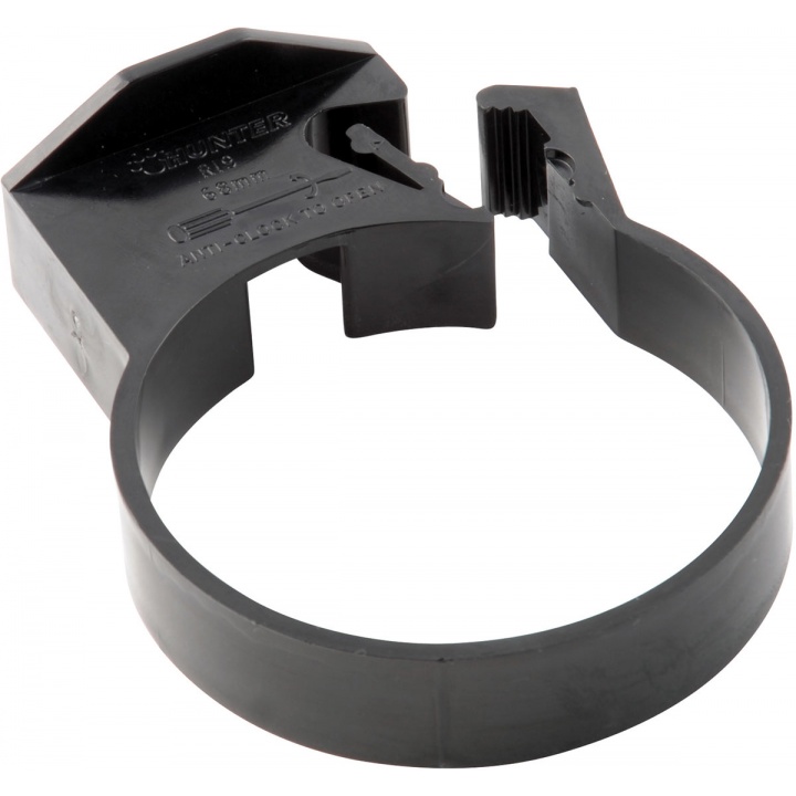 Half Round 68mm Pipe Bracket Single Screw Black