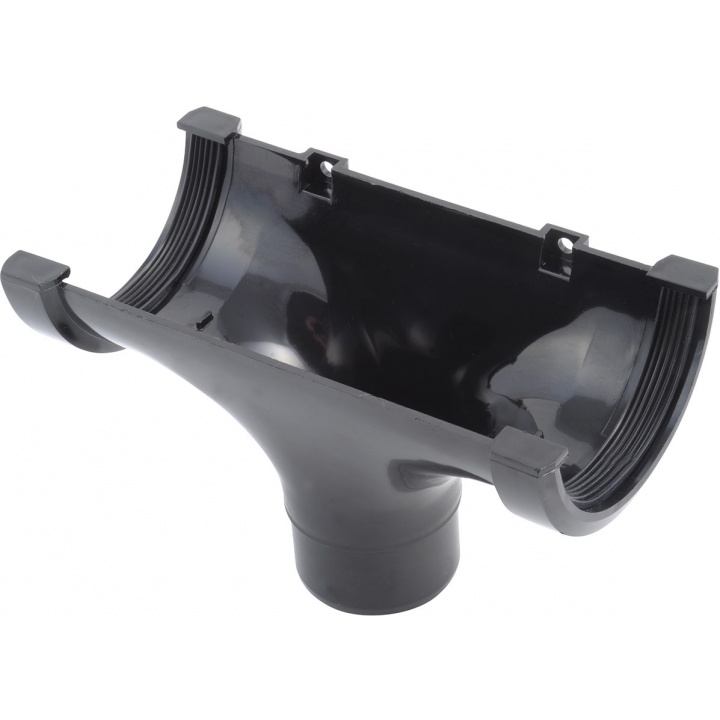Half Round 76mm Running Outlet Black