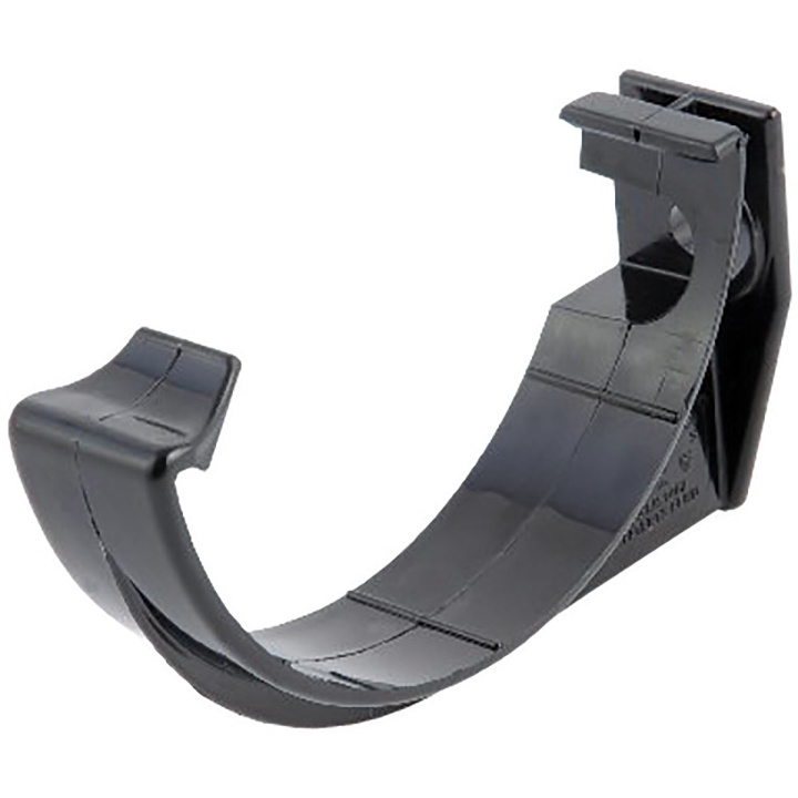 Half Round 76mm Support Bracket Single Screw Black