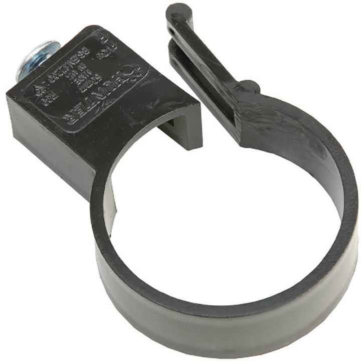 Half Round 50mm Pipe Bracket Single Screw Black
