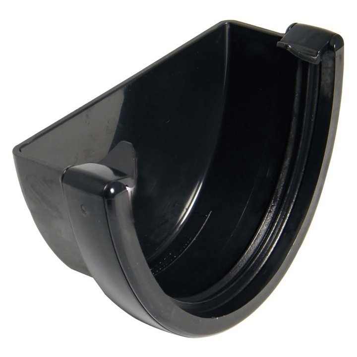FloPlast Black HiCap 115mm Half Round Gutter External Stop End Selco