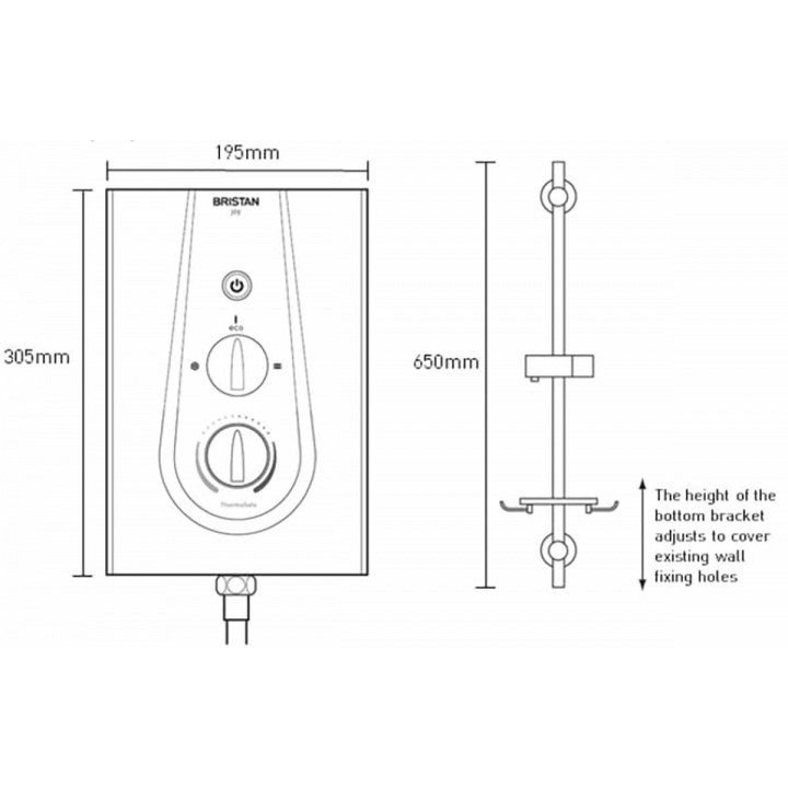 Bristan Joy 9.5kW White & Chrome Thermostatic Electric Shower
