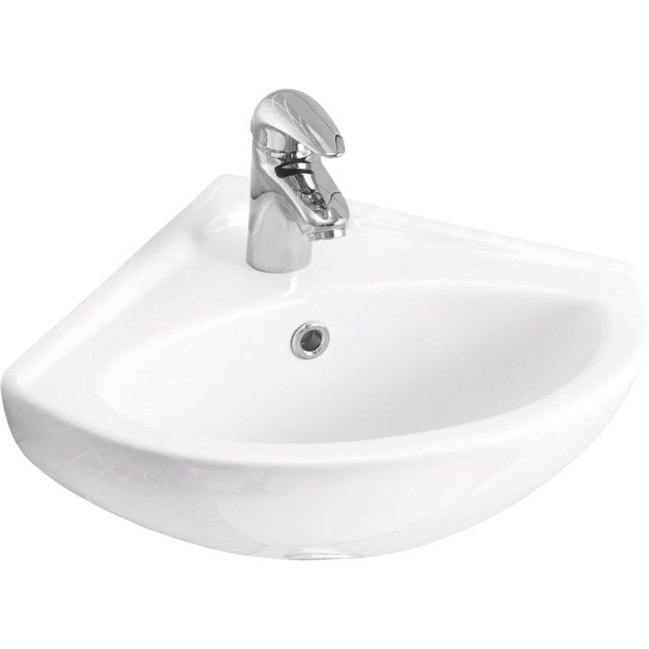 Lecico Atlas 1 Tap Hole Cloakroom Corner Basin 470 x 417mm