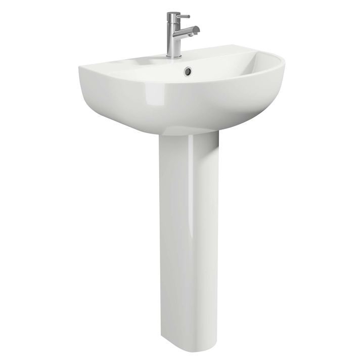 K-Vit Curve 1 Tap Hole 550mm Basin & Pedestal Pack