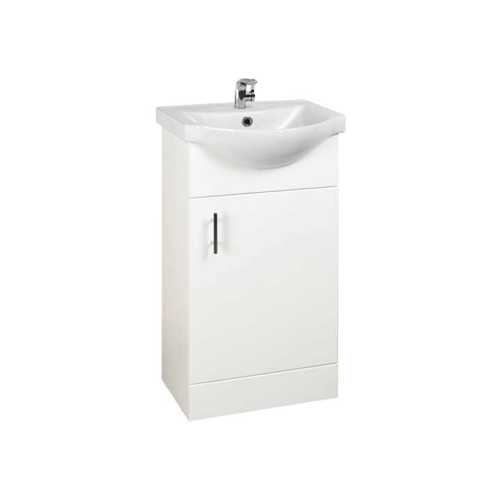 Larch Bathroom Vanity Unit & Basin 450mm White Gloss Selco