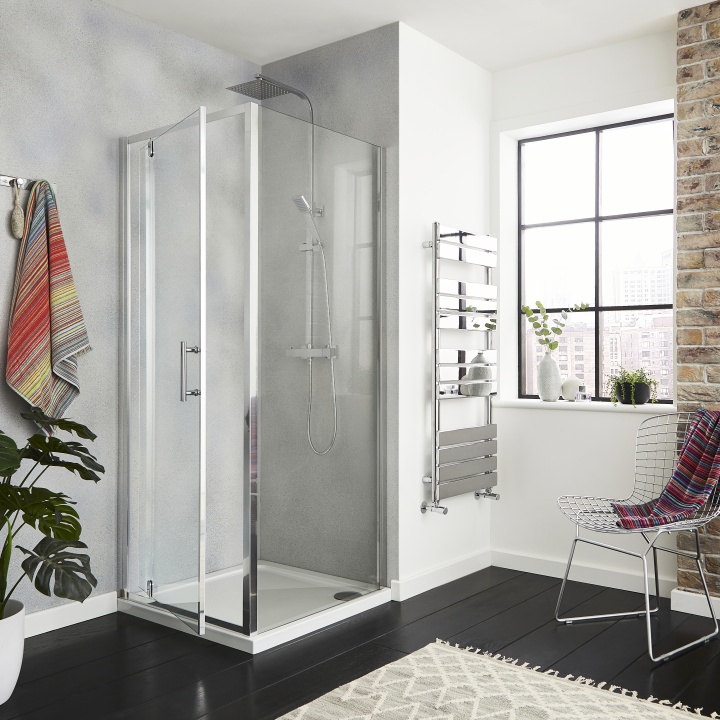 K-Vit Silver Pivot Shower Door