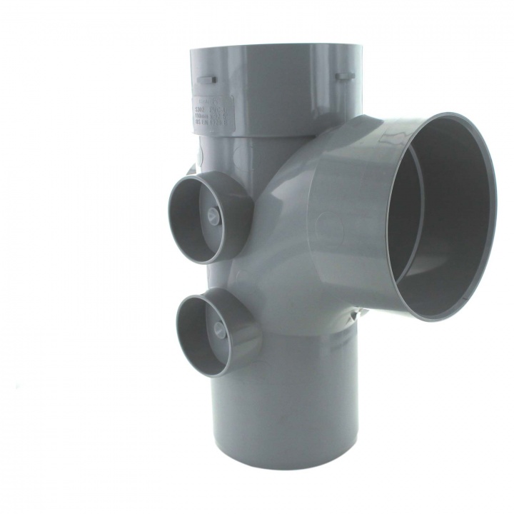 Solvent Weld 110mm 92.5° Double Socket 5 Boss Branch Grey
