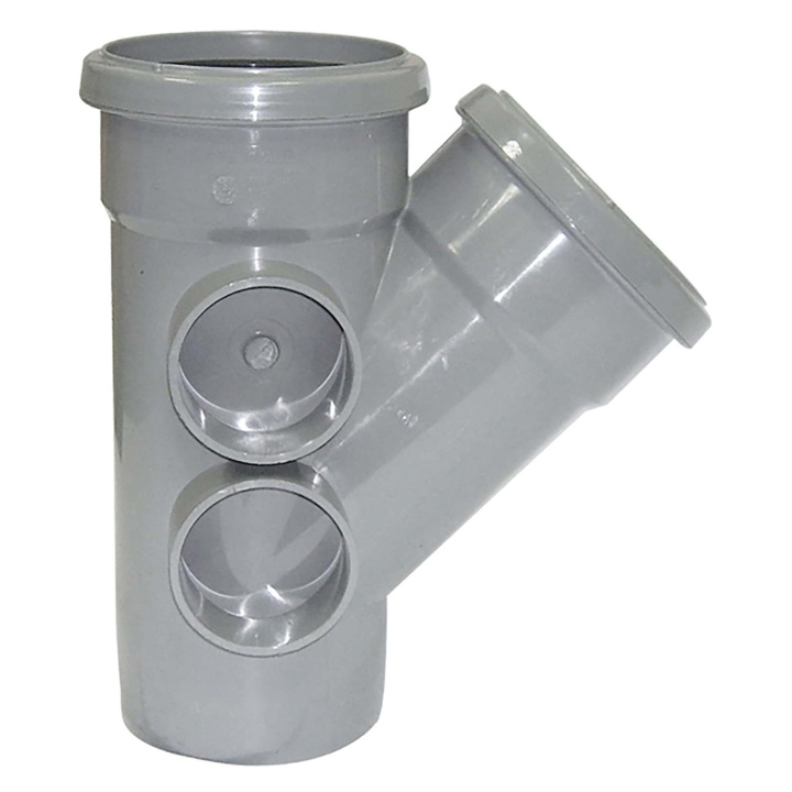 FloPlast Grey 110mm Soil 135° Double Socket Branch