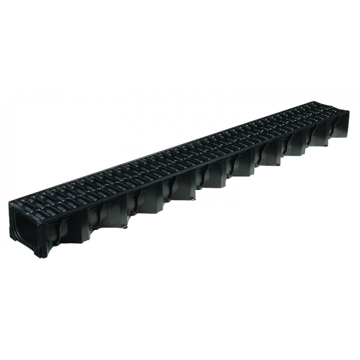 ACO HexDrain Channel with Black Plastic Grating 1m