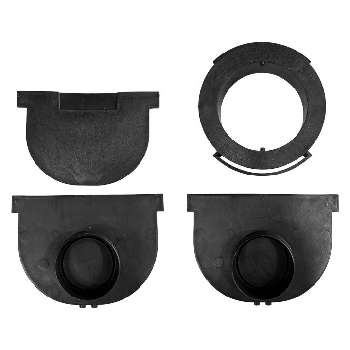 H90 Black Plastic Channel Drain 110mm Vertical Outlet Kit with End Caps