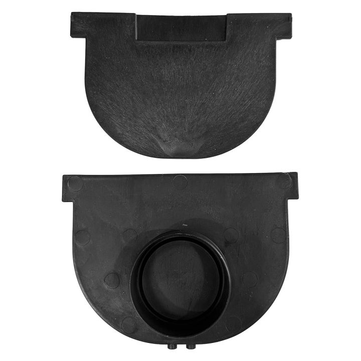 H90 Black Plastic Channel Drain 50mm Horizontal Outlet Kit with End Cap