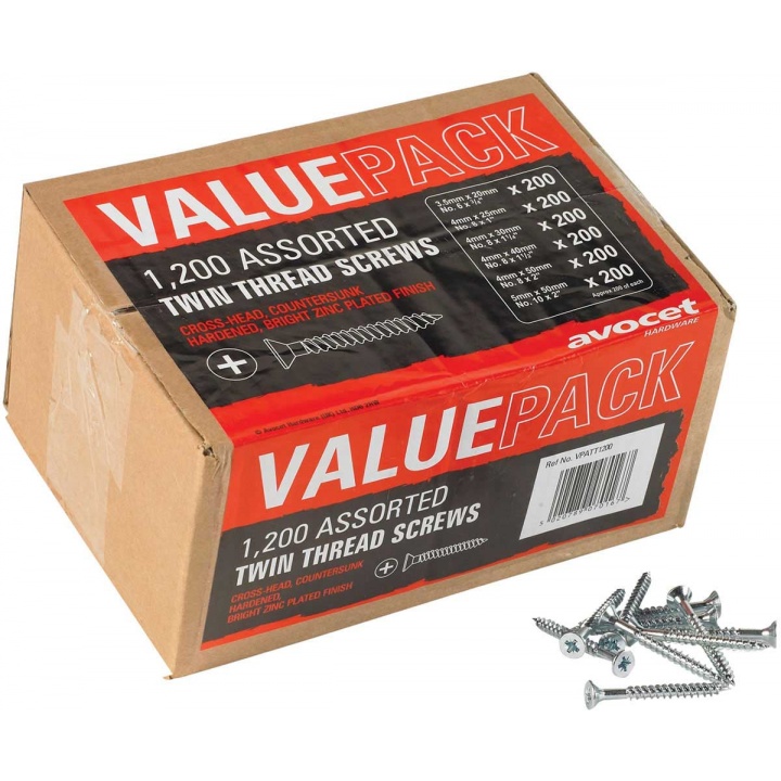 Twin-Thread Screws Assorted Pack of 1200