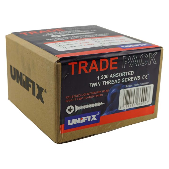 Unifix Assorted Twin Thread Screws Pack of 1200