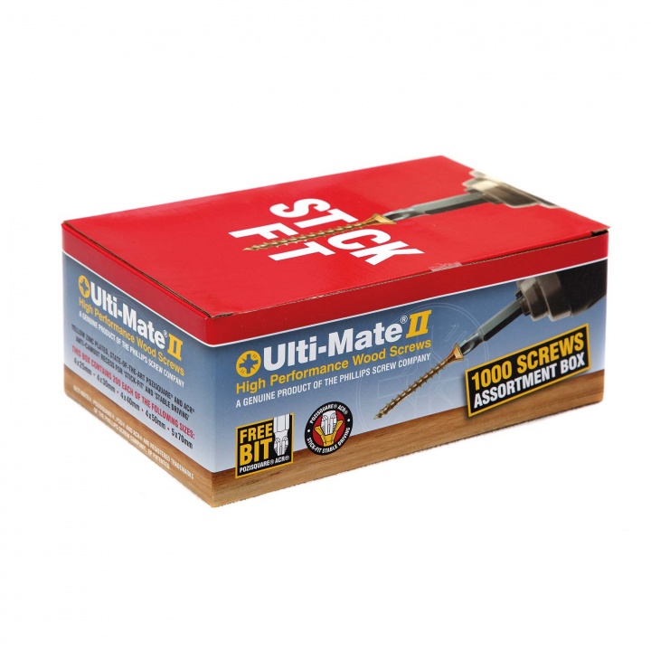 Assorted 1000 Pack of UltiMate® StickFit® Woodscrews Selco