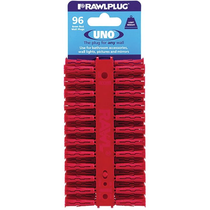 Rawlplug Uno Plugs Red 6 x 28mm Pack of 96