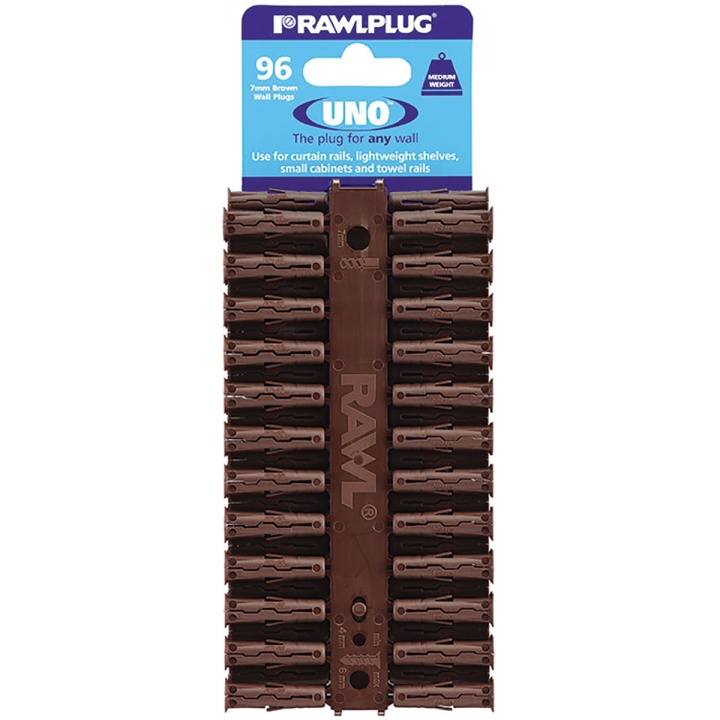 Rawlplug Uno Plugs Brown 7 x 30mm (Pk 96)