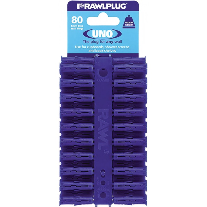 Rawlplug Uno Plugs Blue 8 x 32mm Pack of 80