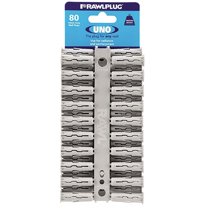 Rawlplug Uno Plugs Grey 10 x 36mm Pack of 80