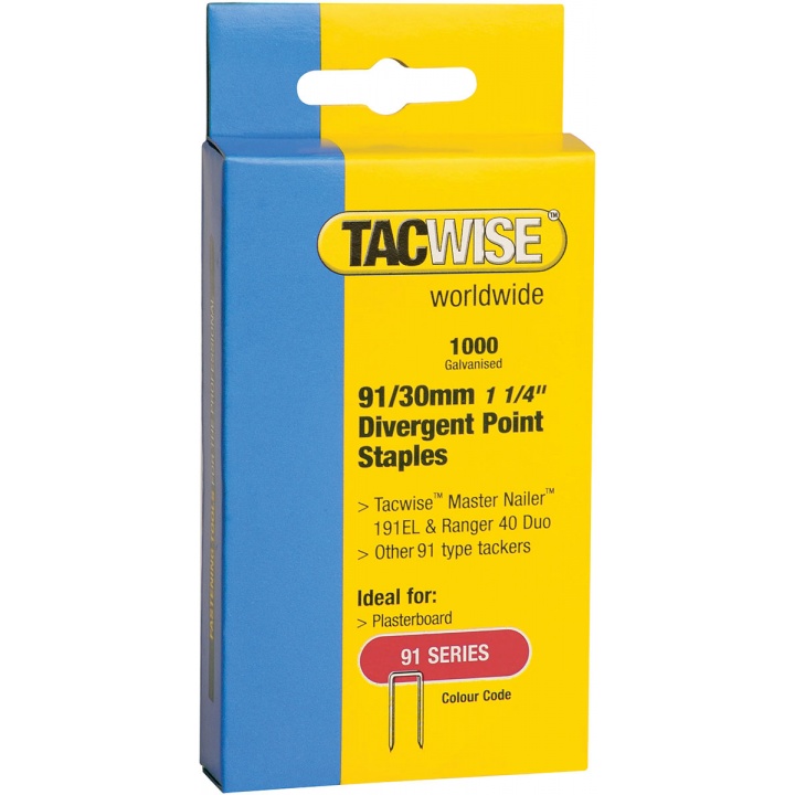 Tacwise 91 Series 30mm Narrow Crown Staples (Pk 1000)