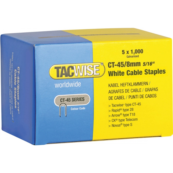 Tacwise CT45 8mm White Cable Staples (Pk 5000)