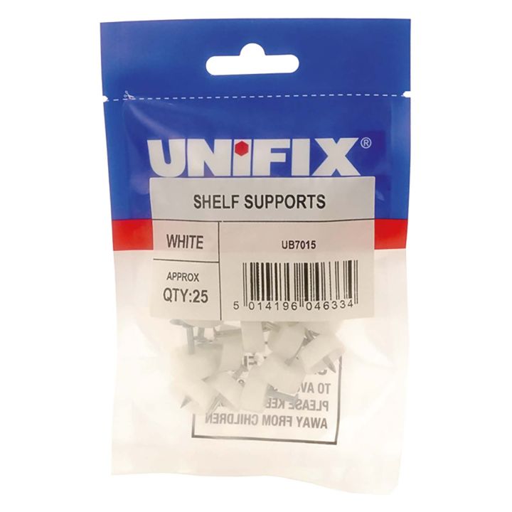 Unifix Shelf Support White Pack of 25