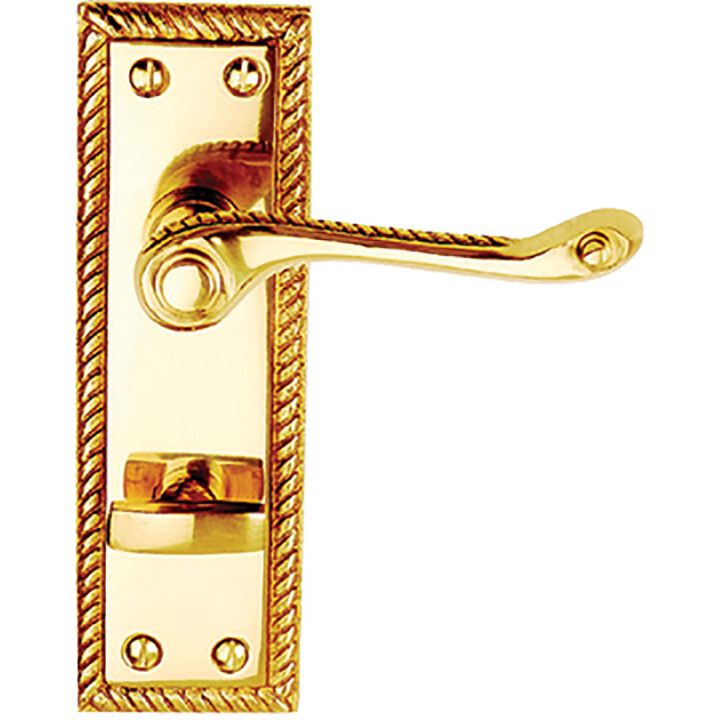 Georgian Privacy Door Handles Polished Brass 