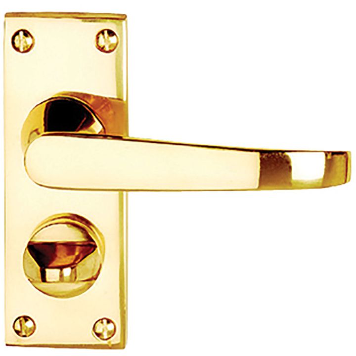 Victorian Privacy Door Handles Polished Brass 