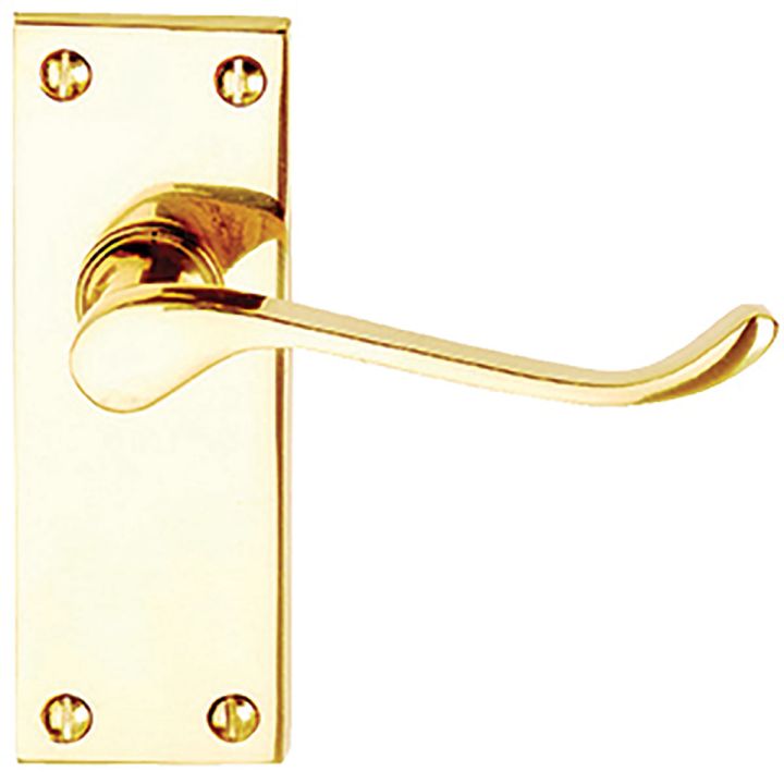 Victorian Scroll Latch Door Handles Polished Brass 