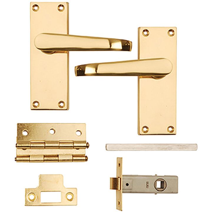 Victorian Latch Internal Door Pack Polished Brass 