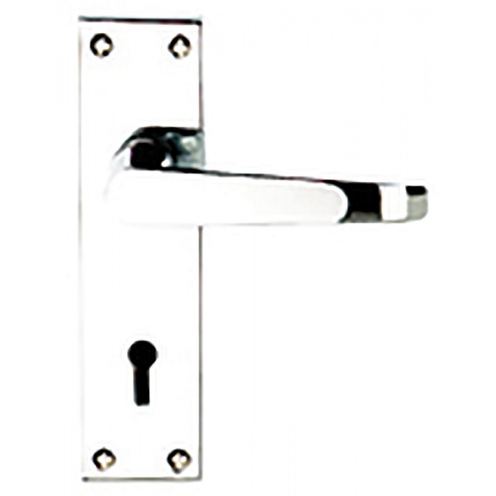 Victorian Lock Door Handles Satin Chrome Plated