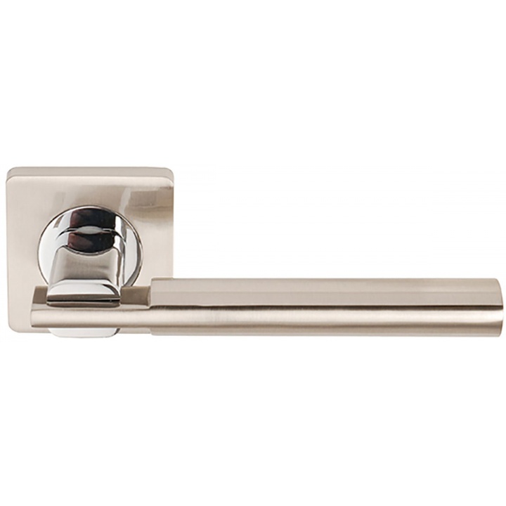Chronos Square Lever Door Handles Satin Nickel / Polished Chrome