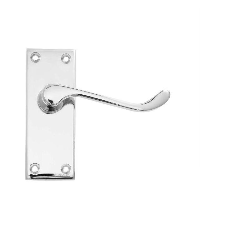 Victorian Scroll Latch Door Handles Polished Chrome 